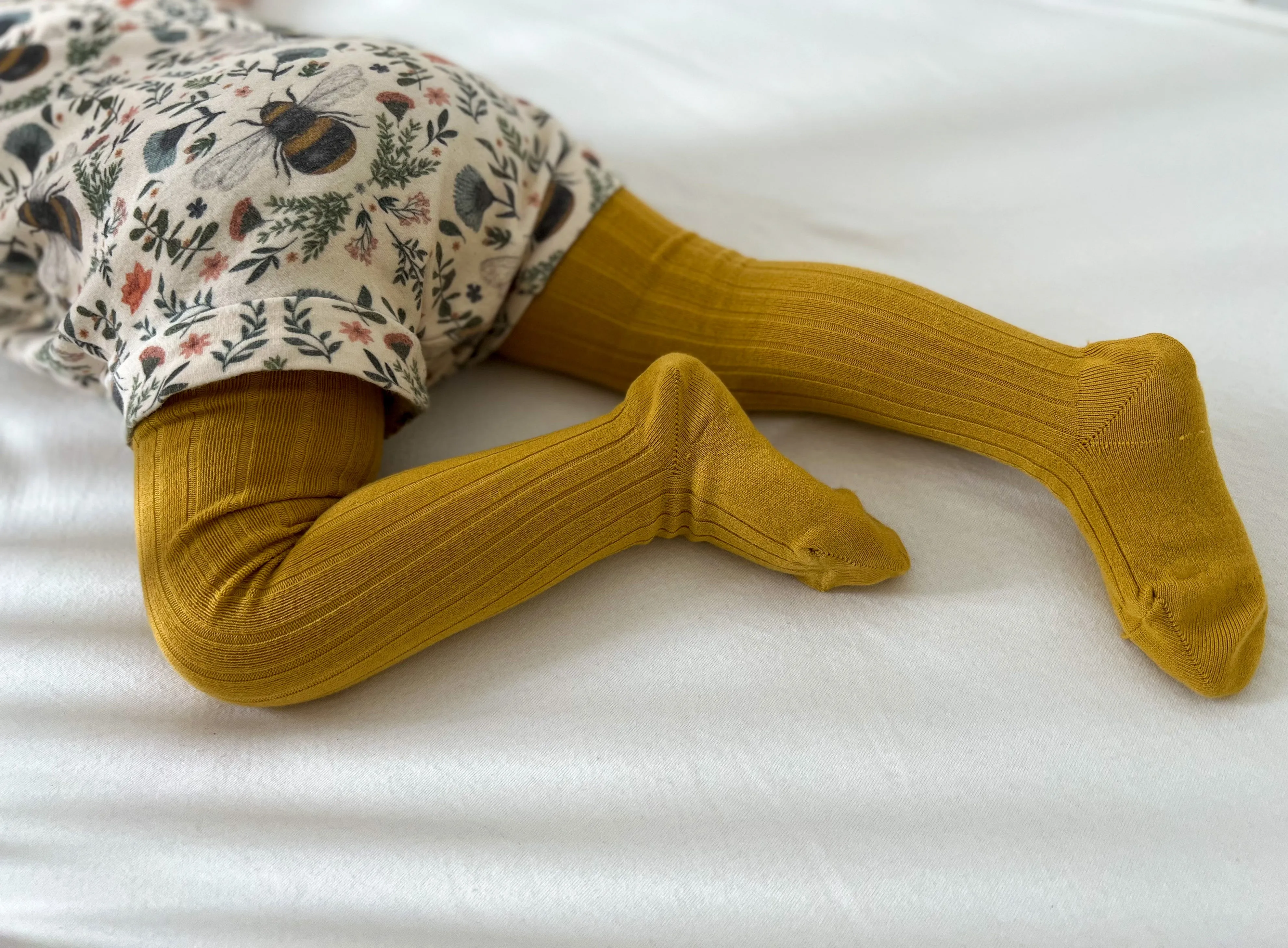 Cotton Rib Tights | Mustard