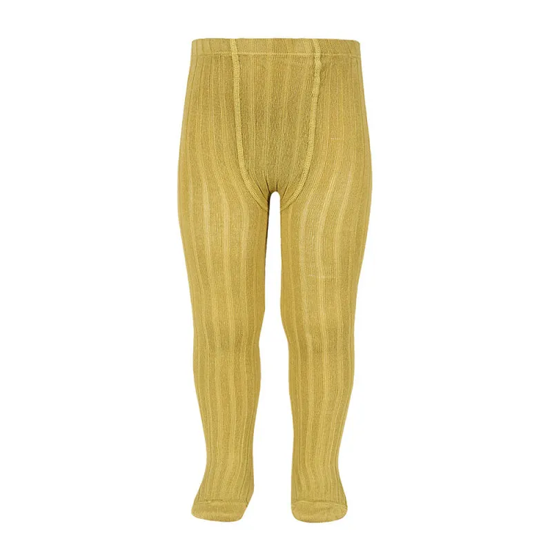 Cotton Rib Tights | Mustard