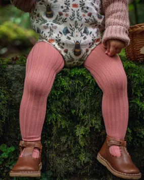 Cotton Rib Tights | Terracotta