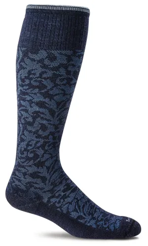 Damask Women's Bamboo/Merino Moderate Graduated Compression Socks in Navy