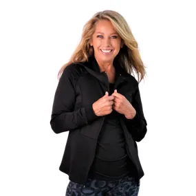 Denise Austin's Full Zip Workout Sports Jacket - Zipper Lightweight Black Hoodie