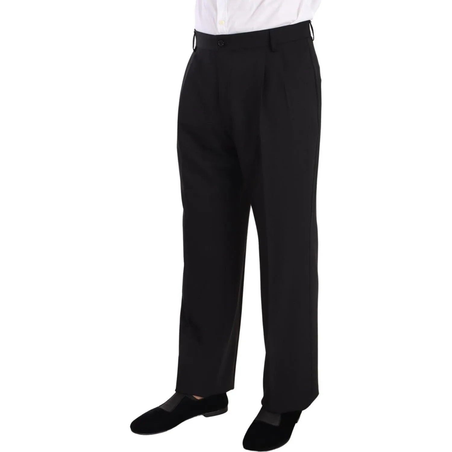 Dolce & Gabbana Elegant Black Wool Tuxedo Trousers