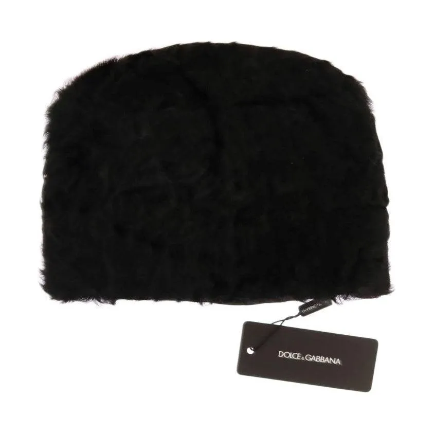 Dolce & Gabbana Elegant Black Xiangao Fur Beanie Hat