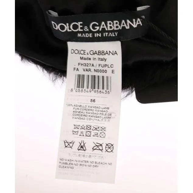 Dolce & Gabbana Elegant Black Xiangao Fur Beanie Hat