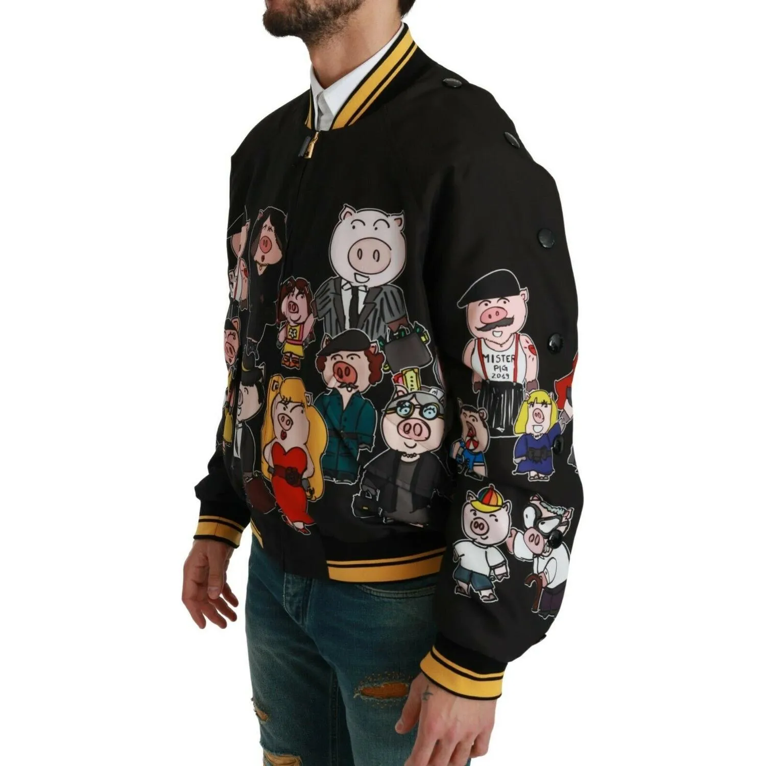 Dolce & Gabbana Multicolor Motive Bomber Style Jacket