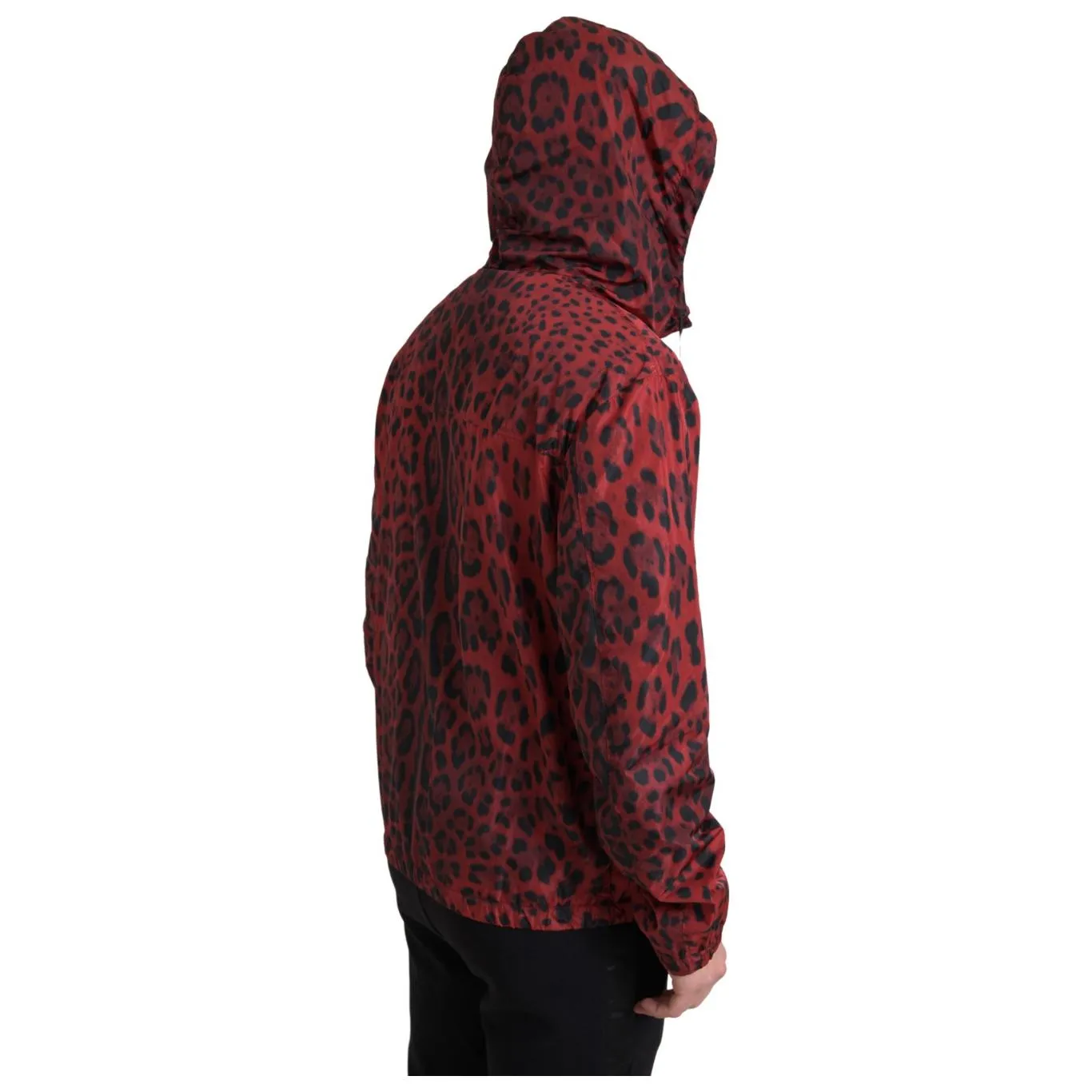 Dolce & Gabbana Red Leopard Hooded Bomber Jacket