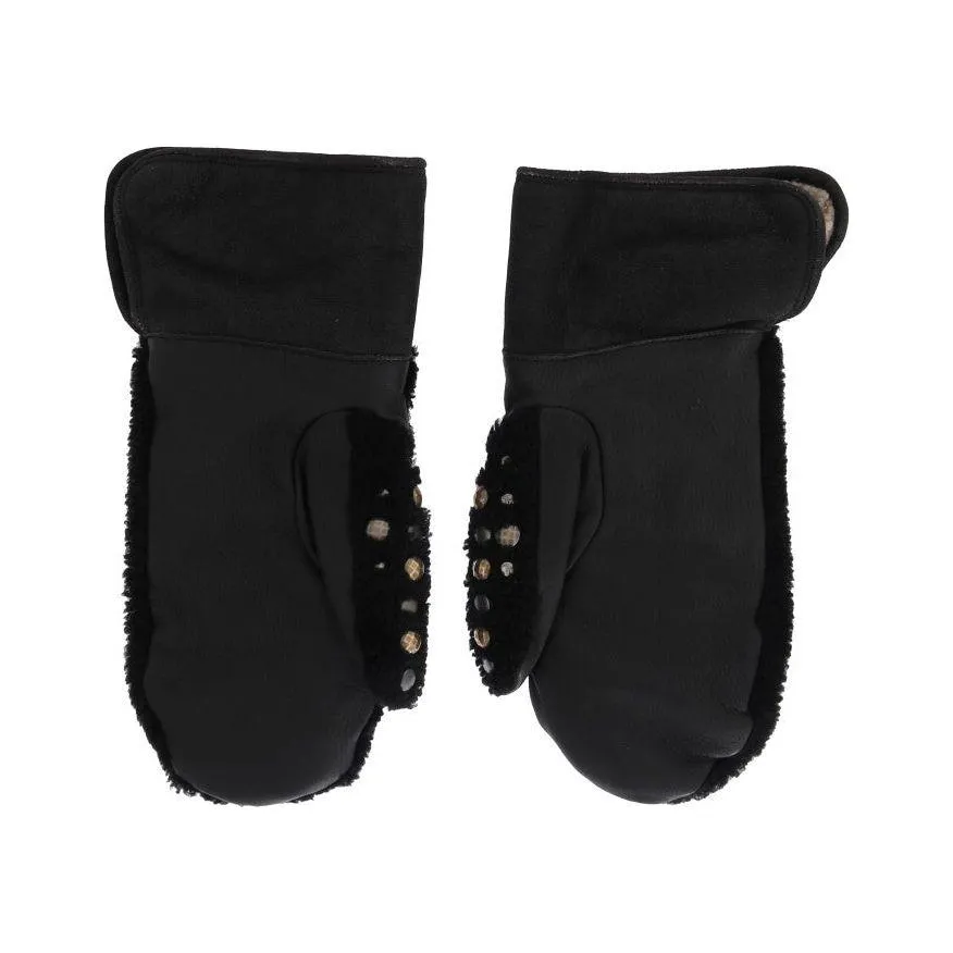 Dolce & Gabbana Studded Black Leather Gentleman's Gloves