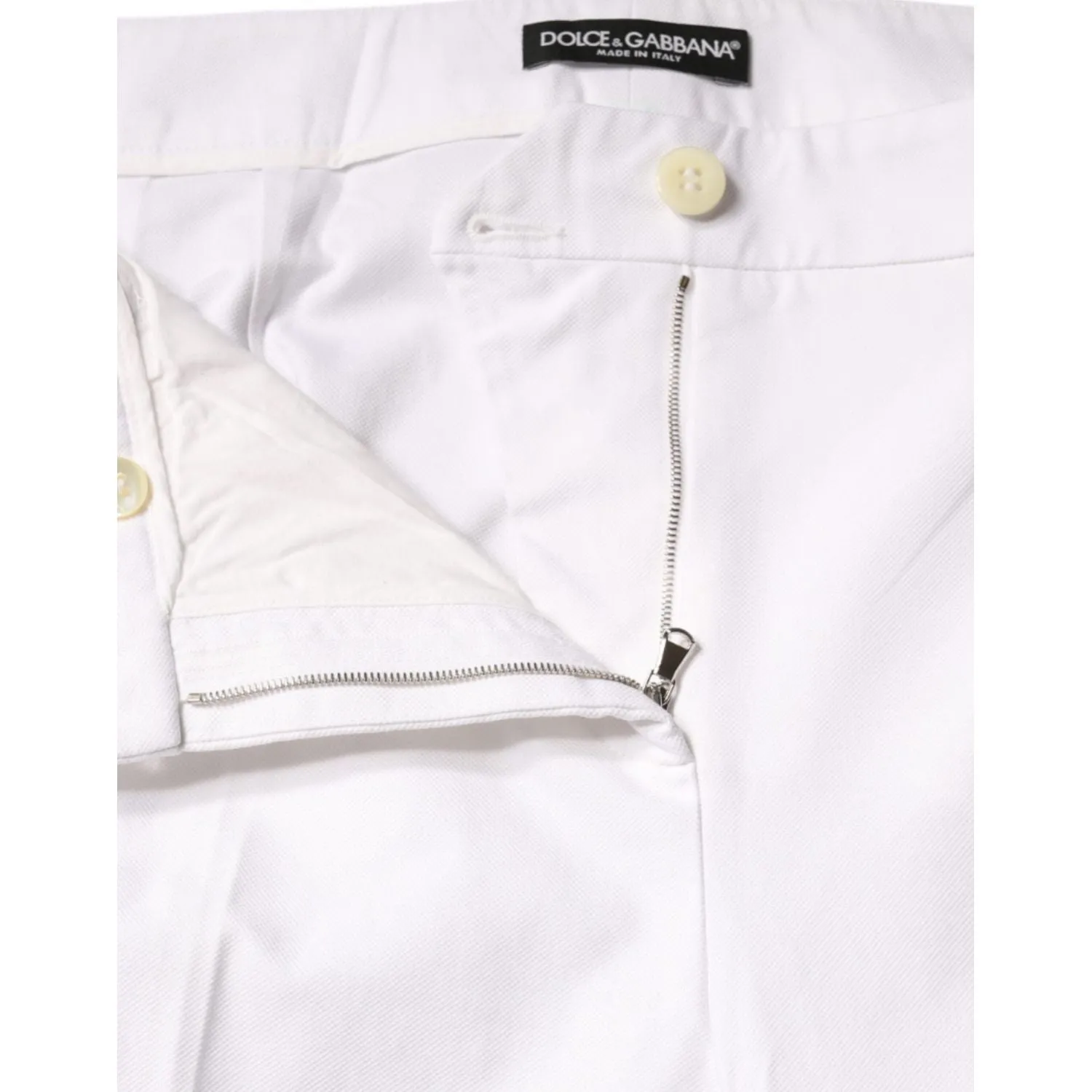 Dolce & Gabbana White Cotton Stretch Tapered Pants