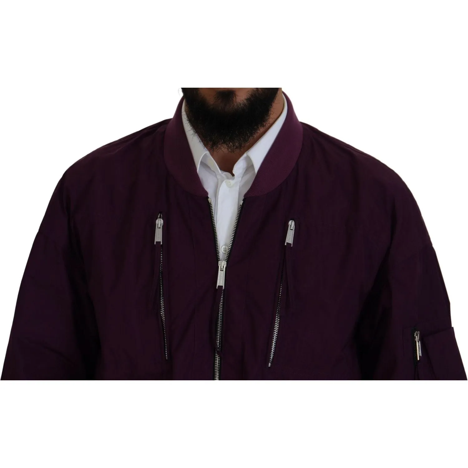 Dsquared² Purple Polyester Full Zipper Bomber Jacket