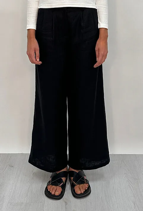 Edith Linen Culottes-Black