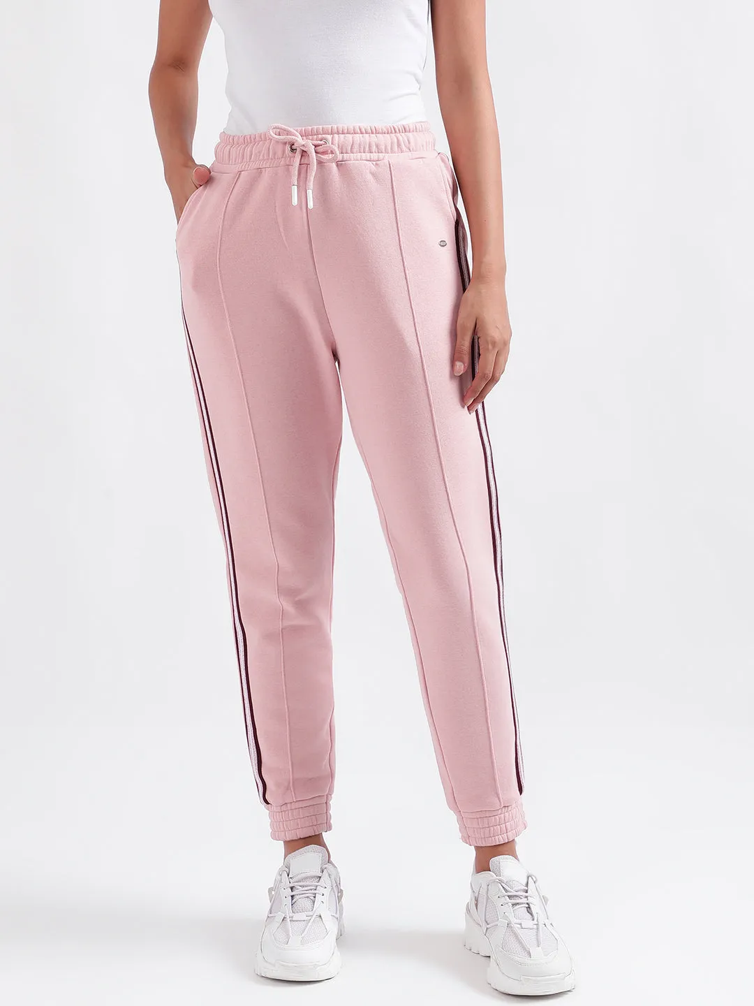 Elle Women Pink Solid Relaxed Fit Sweatpant