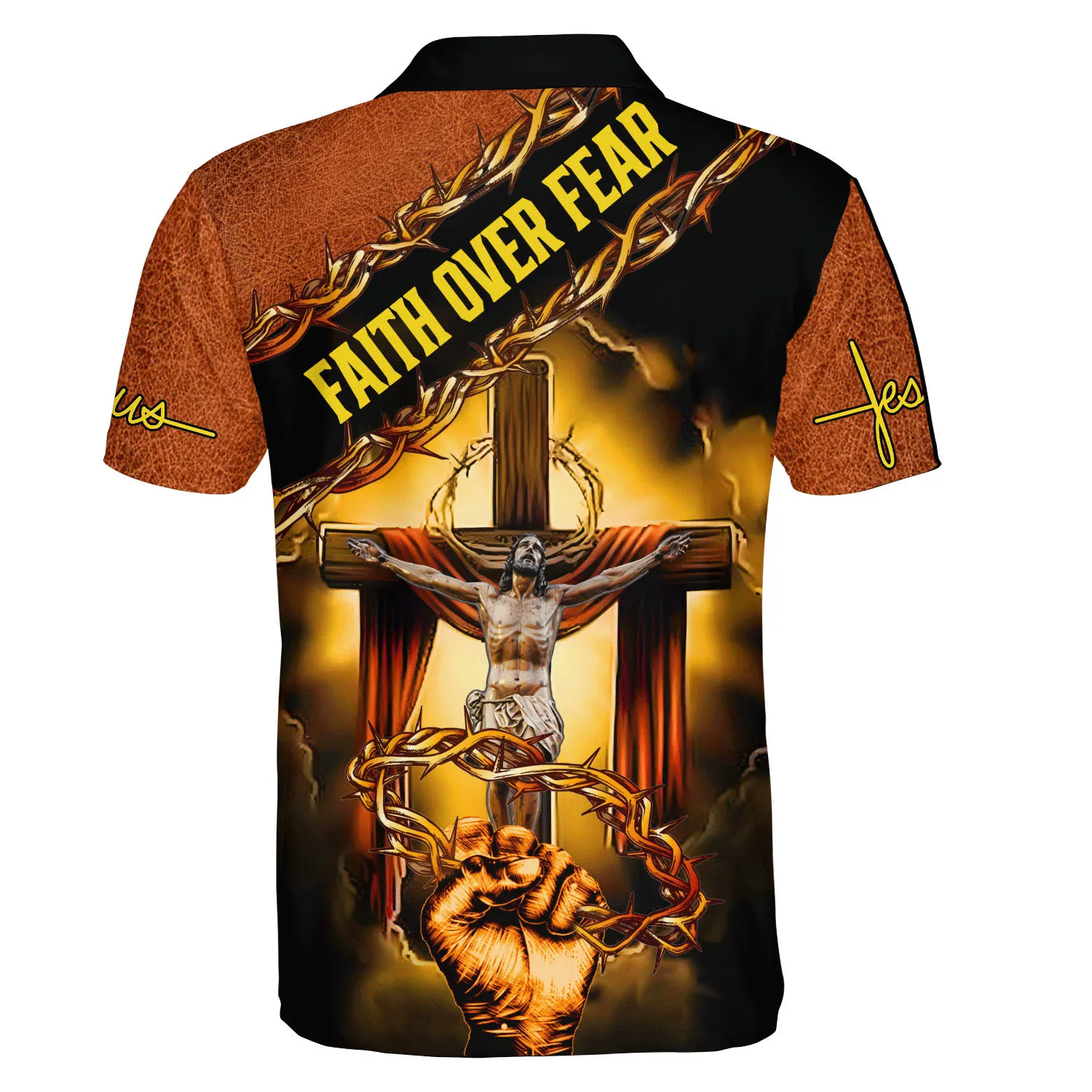 Faith Over Fear Jesus Christ Polo Shirt - Christian Shirts & Shorts