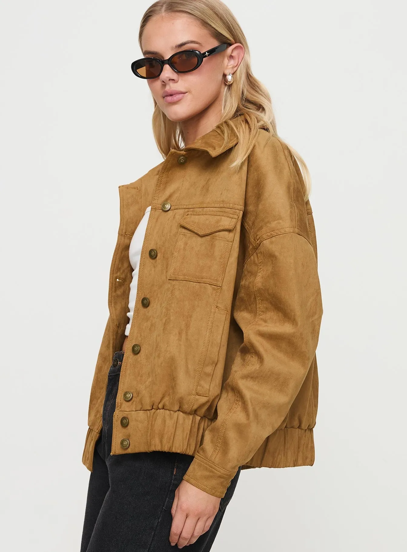 Fashionkova Ristretto Faux Suede Bomber Brown