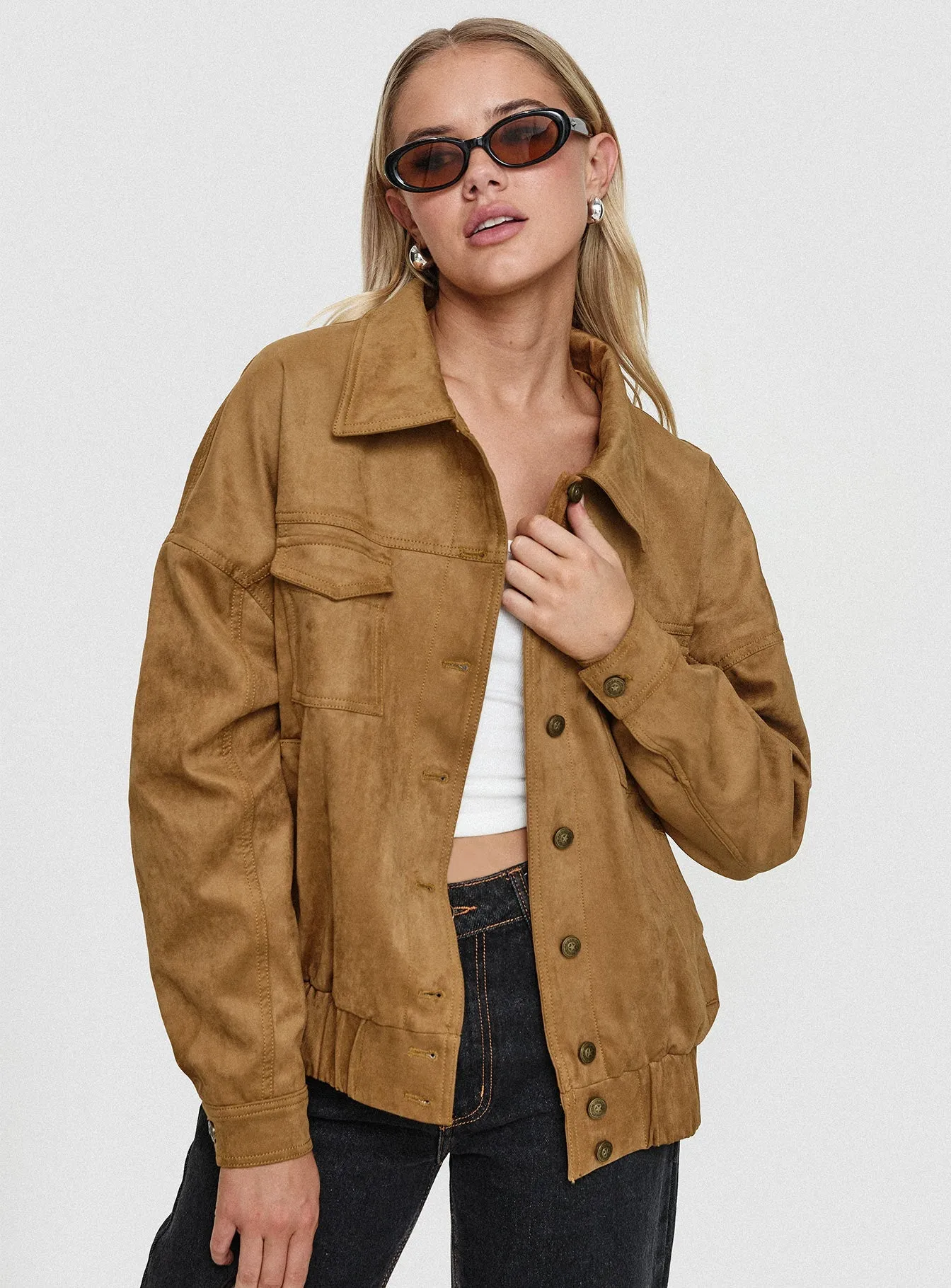 Fashionkova Ristretto Faux Suede Bomber Brown