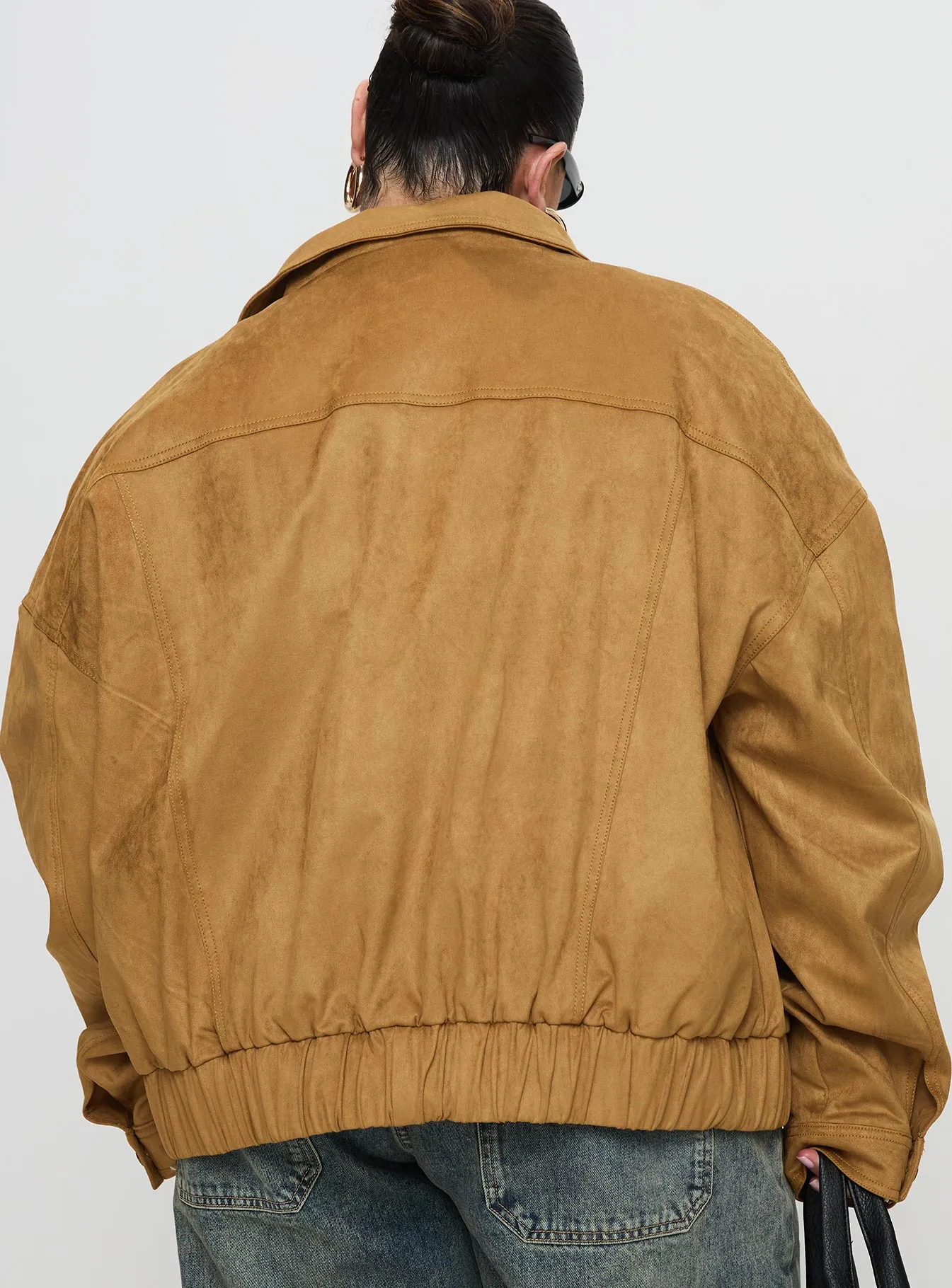 Fashionkova Ristretto Faux Suede Bomber Brown