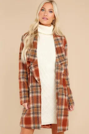 Fondly Familiar Chestnut Plaid Coat