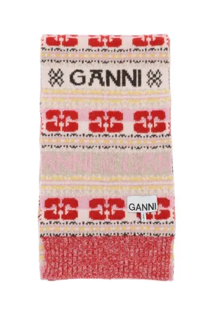 Ganni graphic logo scarf