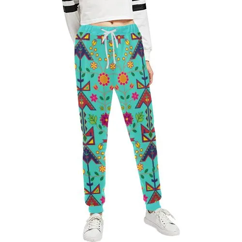 Geometric Floral Spring-Sky Women's Sweatpants