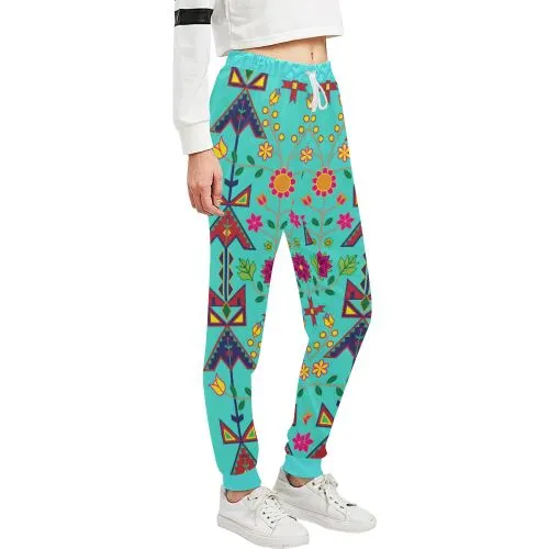 Geometric Floral Spring-Sky Women's Sweatpants