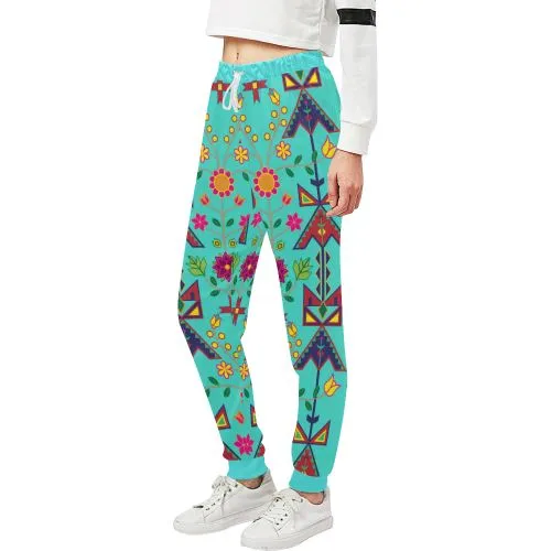 Geometric Floral Spring-Sky Women's Sweatpants