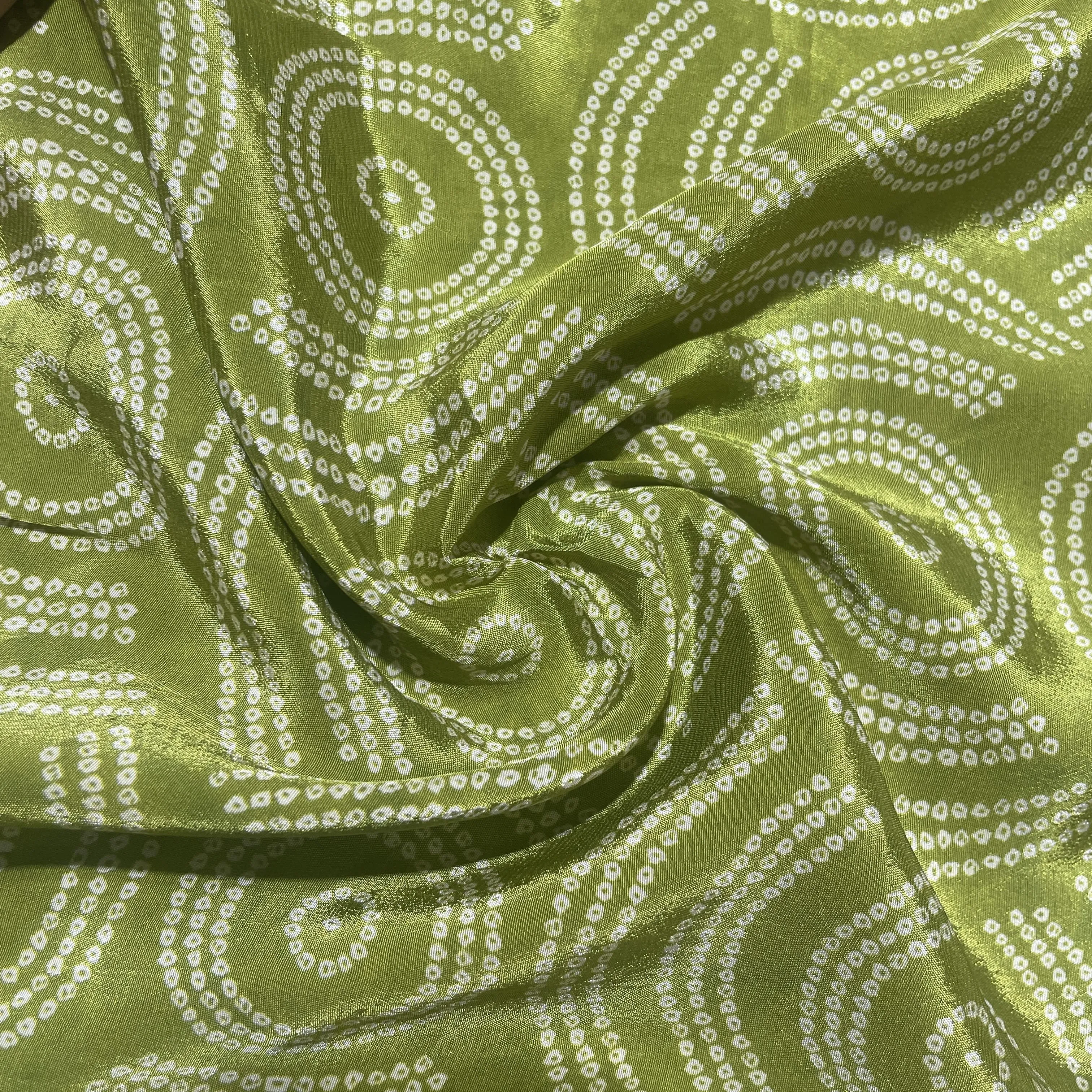 Green Bandhani Print Crepe Fabric 18152