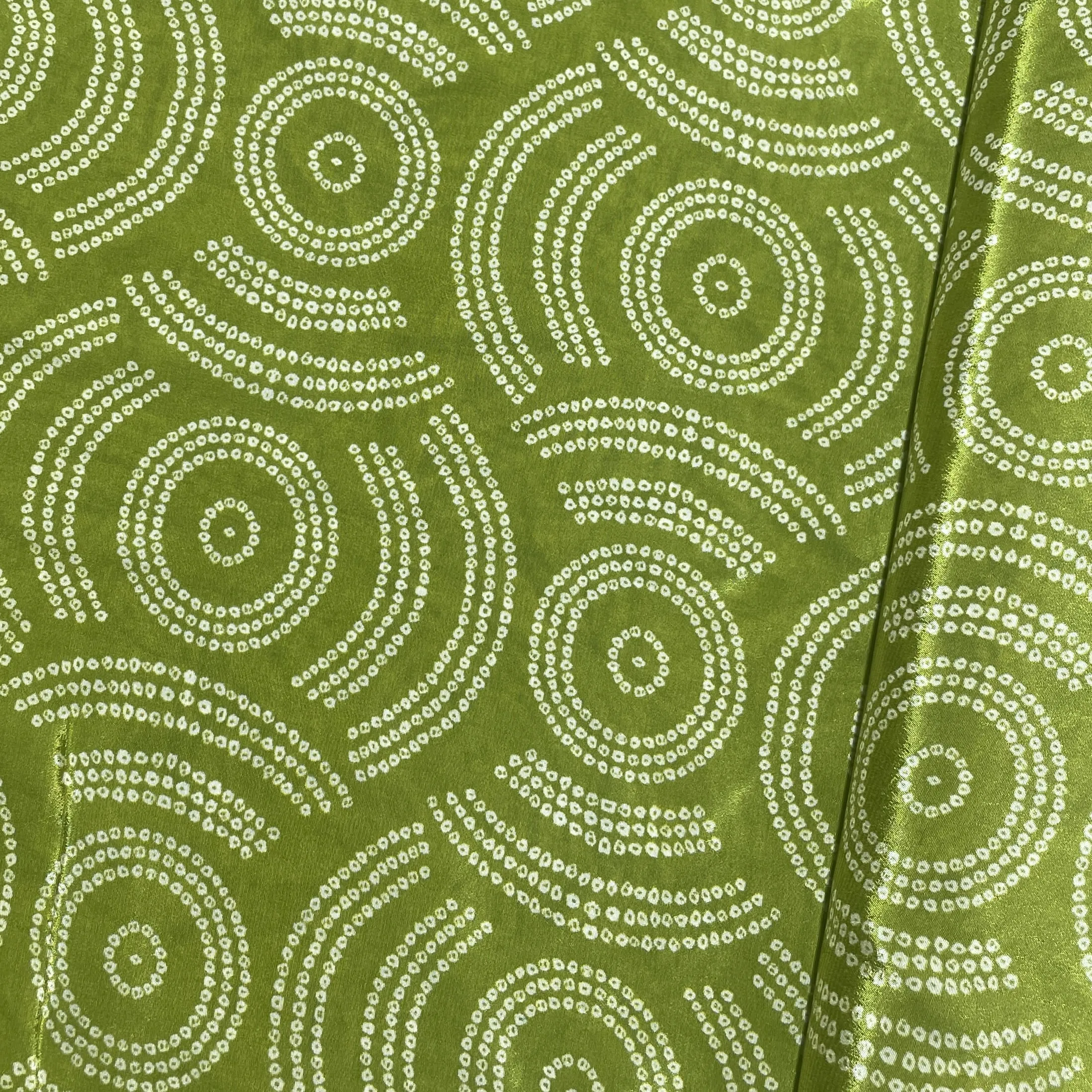 Green Bandhani Print Crepe Fabric 18152