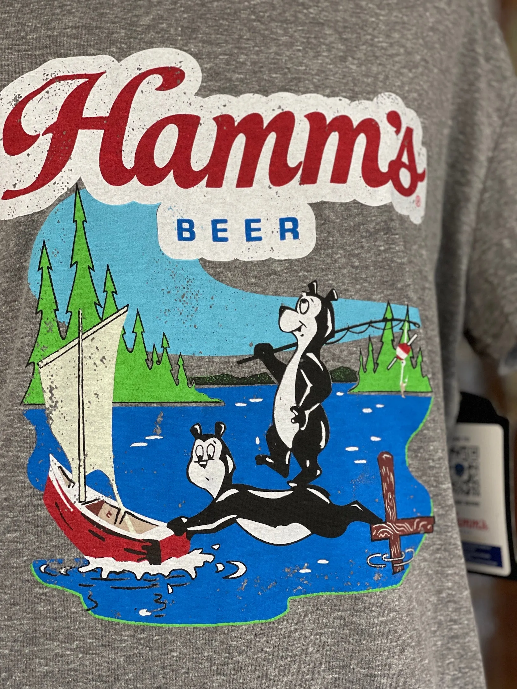 Hamm's Sailboat Bear Graphic Tee- Heather Grey