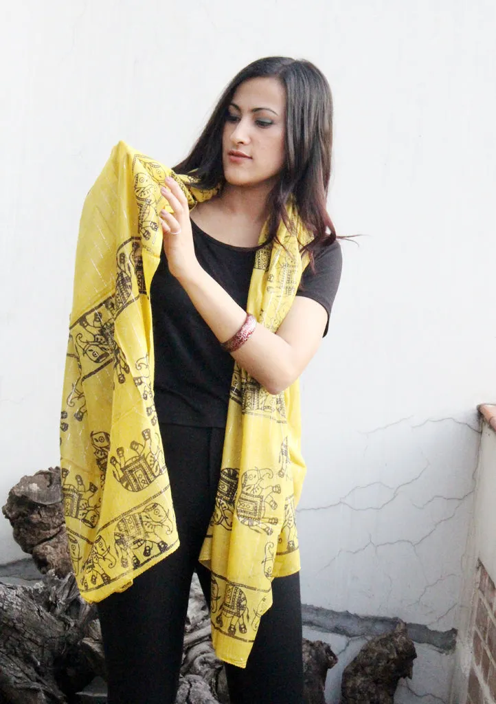 Indian Safari Cotton Yellow Scarf