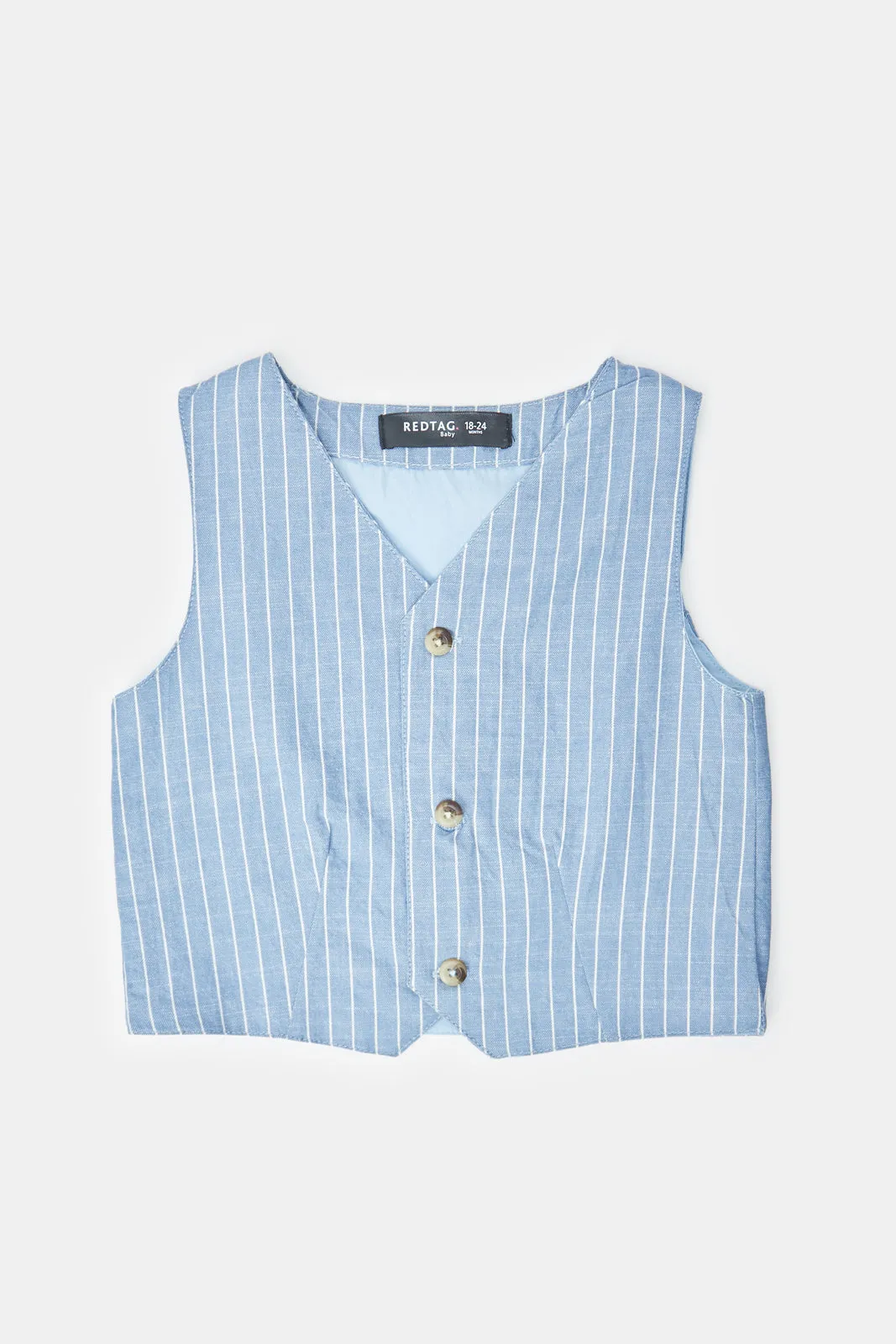 Infant Boys Blue Striped Shirt Set (2 Piece)