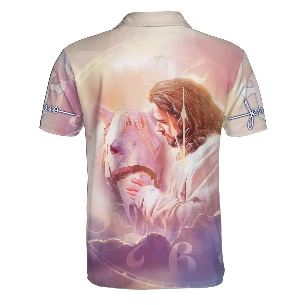 Jesus And Horse Polo Shirt - Christian Shirts & Shorts