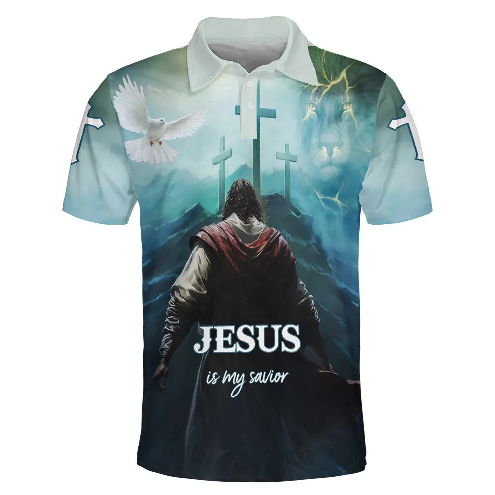 Jesus Is My Savior Christian Dove Cross Polo Shirt - Christian Shirts & Shorts