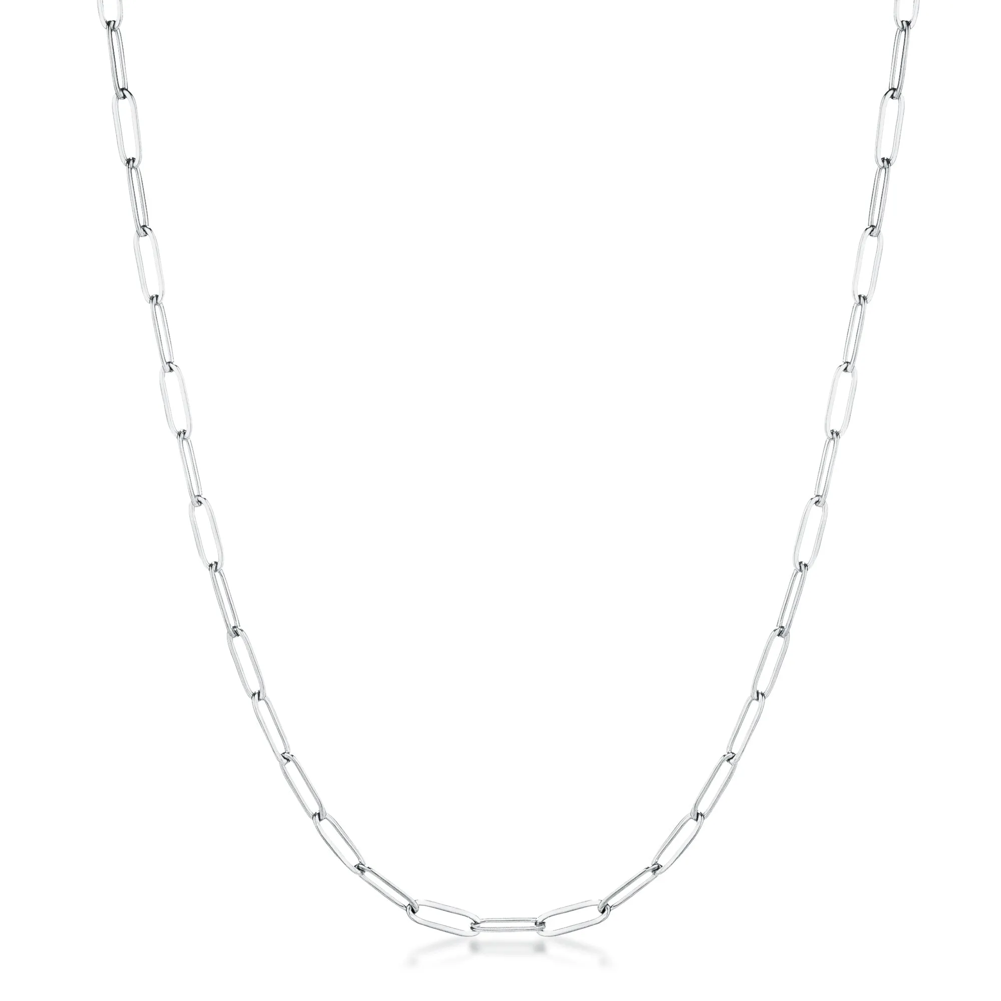 Kaylee 20” Silver Medium Paperclip Chain Linked Necklace