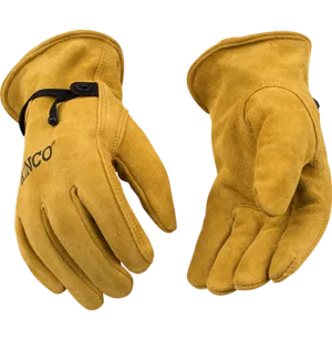 Kinco 50BT Unlined Suede Cowhide with Pull-Strap Drivers Gloves (One Dozen)