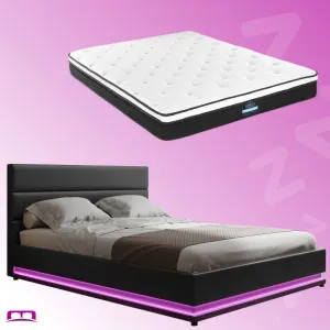 King Package | Henley LED Bed Black & Bonita Euro Top Mattress (Medium Firm)