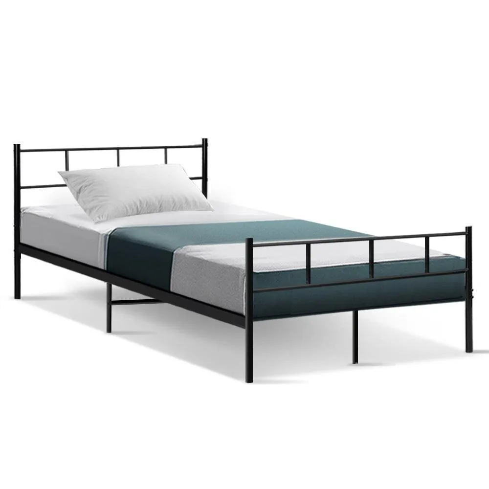 King Single Package | Wategos Metal Bed Frame Black & Bonita Euro Top Mattress (Medium Firm)