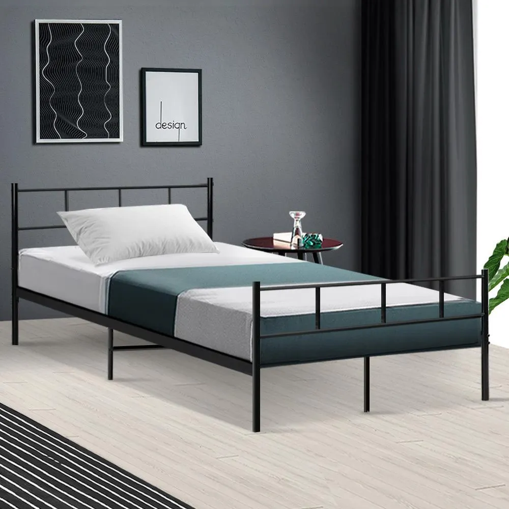 King Single Package | Wategos Metal Bed Frame Black & Bonita Euro Top Mattress (Medium Firm)