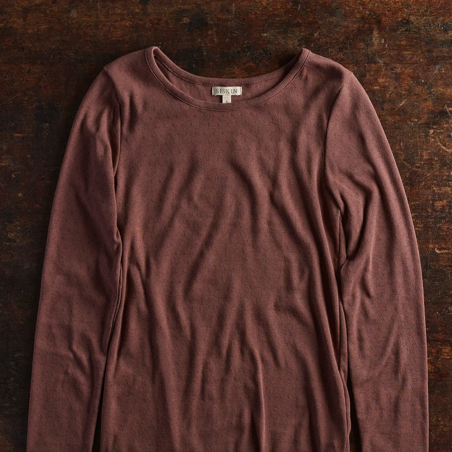 Lark Womens Top - Cotton Pointelle - Damson