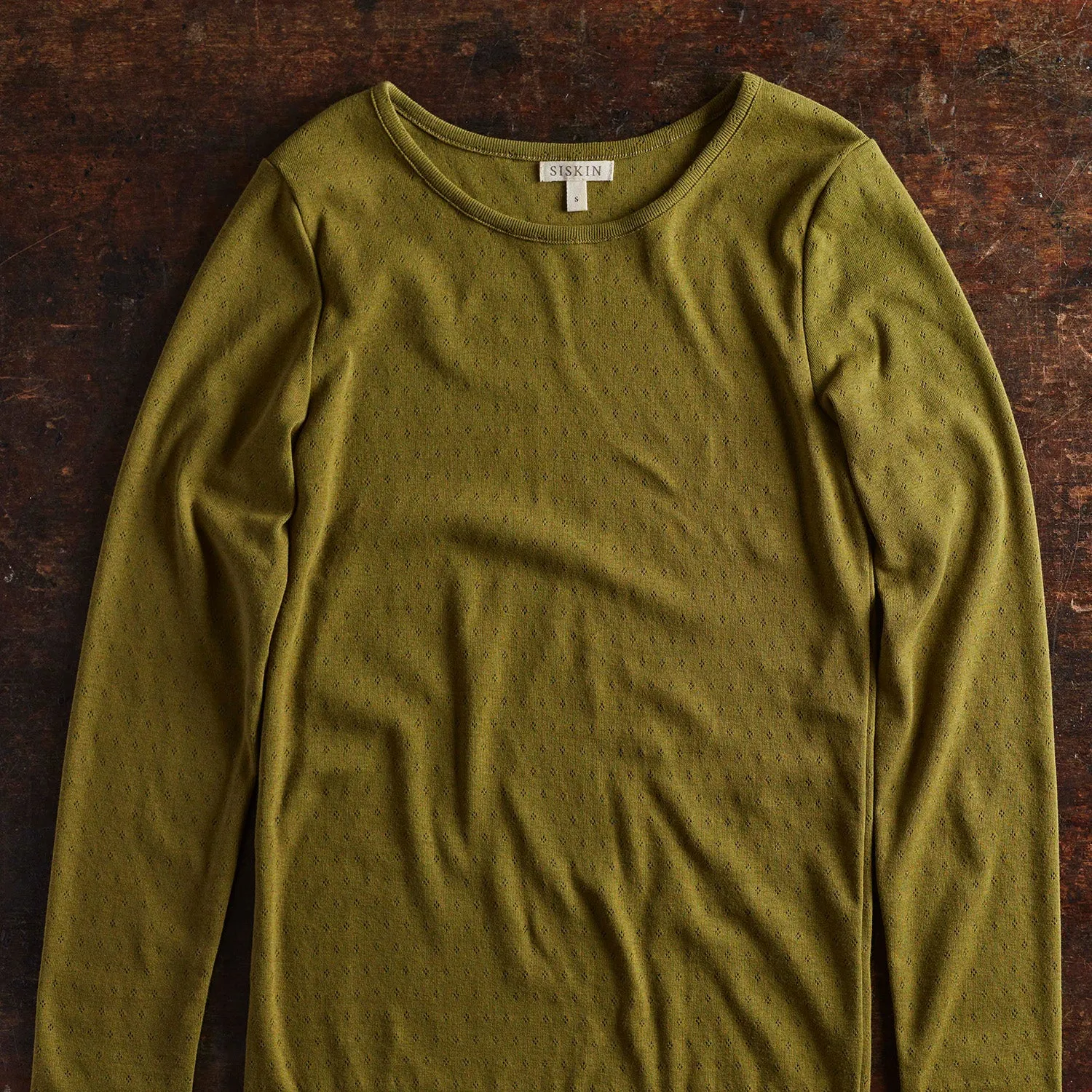 Lark Womens Top - Cotton Pointelle - Olive