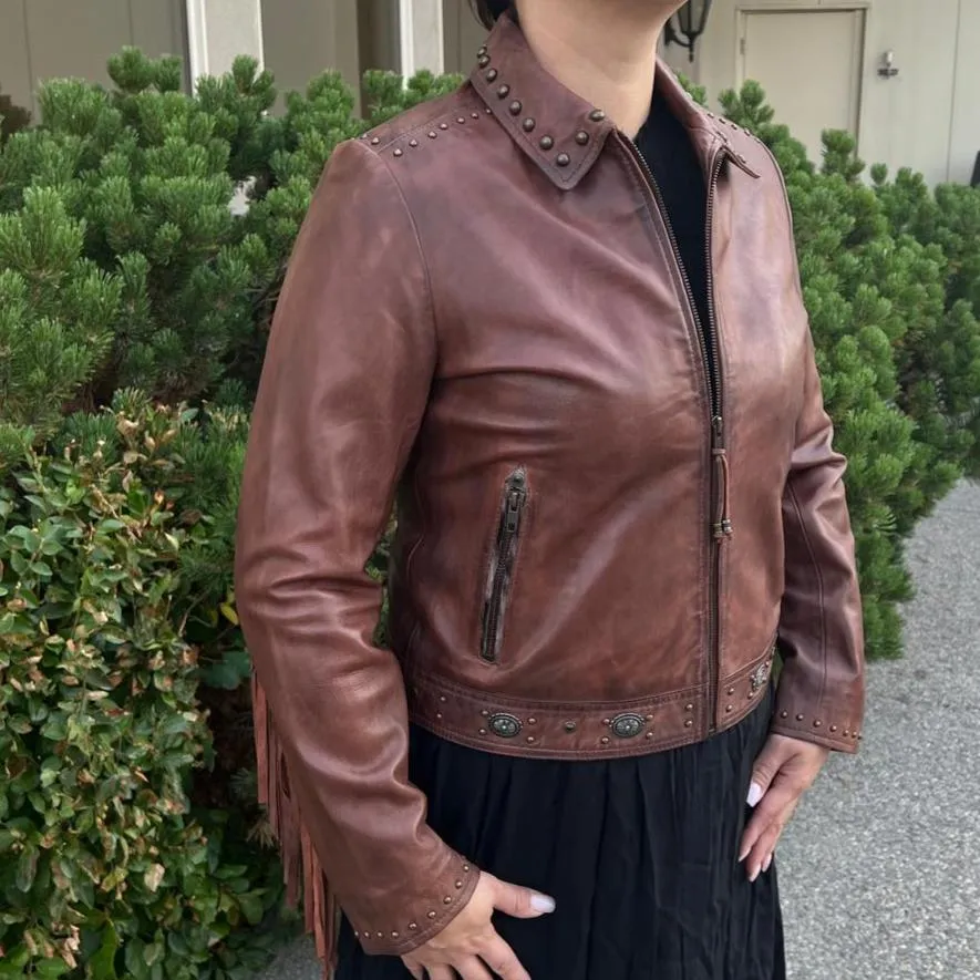 Leather Western Jacket with Fringe