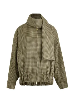 Lee houndstooth scarf-effect wool bomber jacket