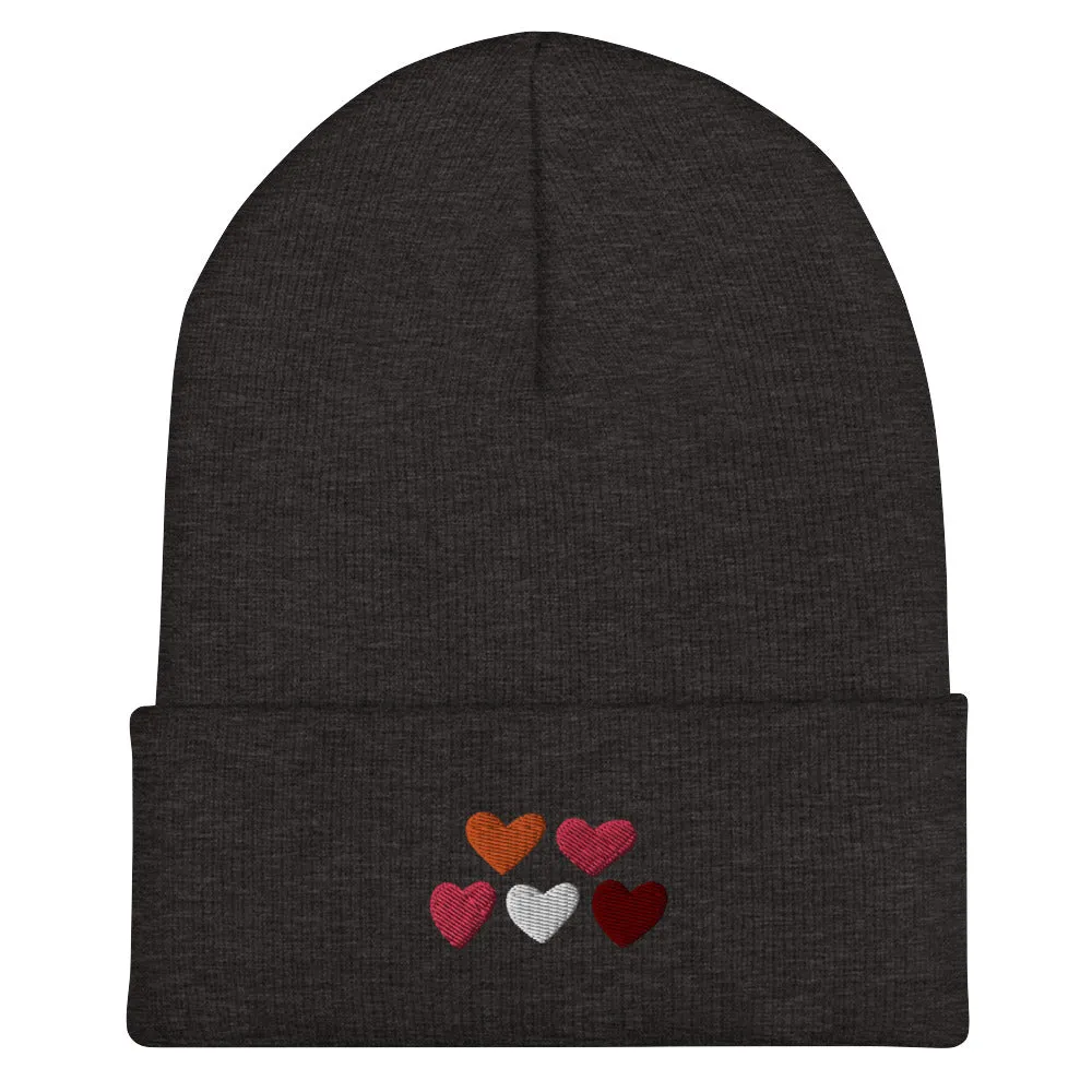 Lesbian Pride Hearts Beanie