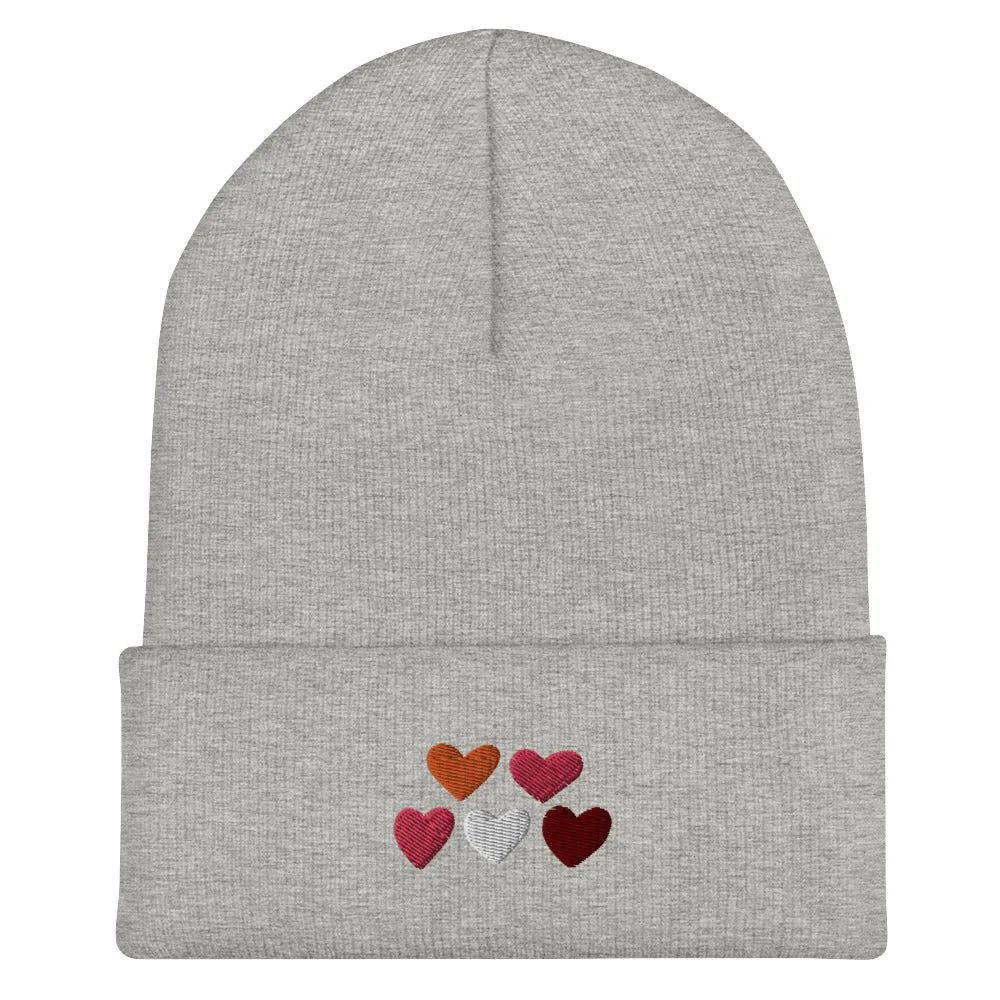 Lesbian Pride Hearts Beanie