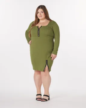 “Liz” Knit Mini Dress in Olive