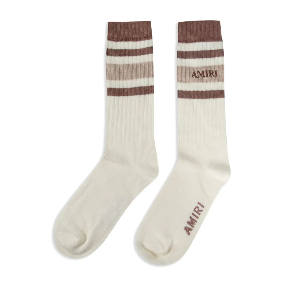 Logo-Embroidered Striped Crew Socks