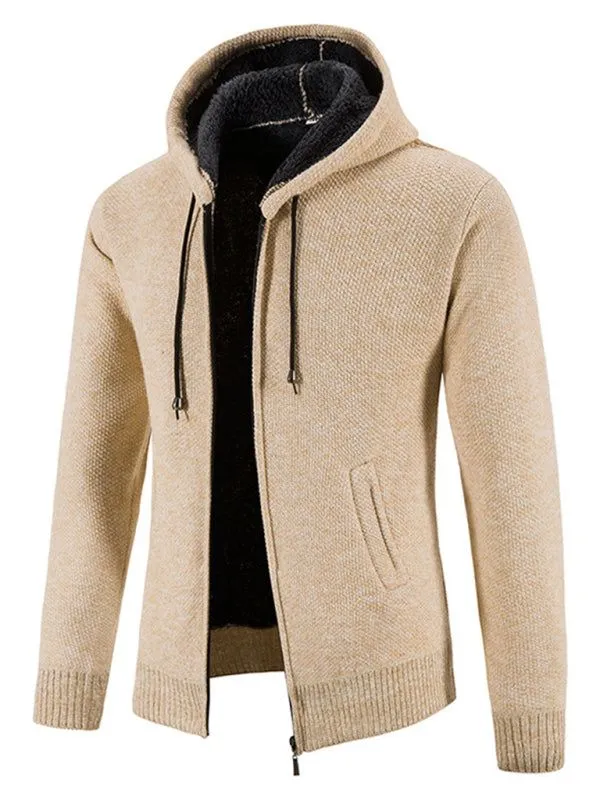 Men's casual knitted hooded zipper jacket