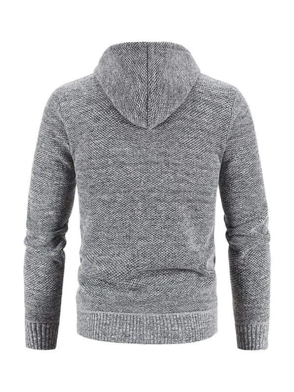 Men's casual knitted hooded zipper jacket