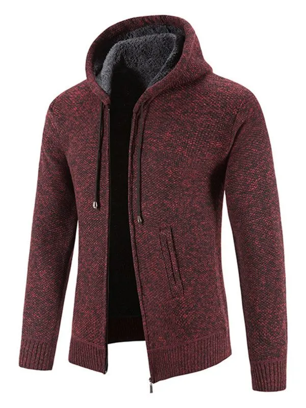 Men's casual knitted hooded zipper jacket