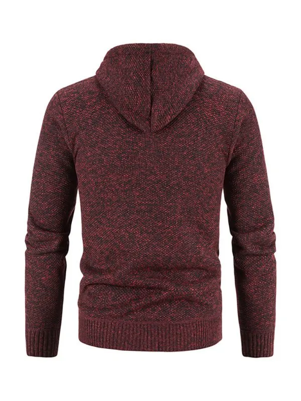 Men's casual knitted hooded zipper jacket