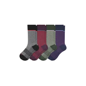 Men’s Grid-Knit Dress Calf Sock 4-Pack