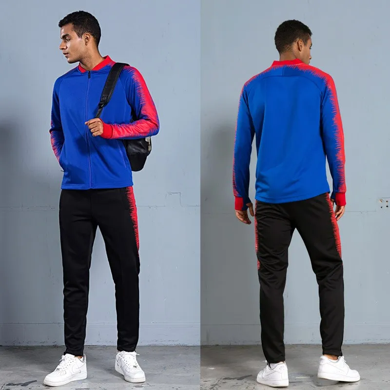 Men's Sportswear Soccer Jacket Tracksuit Football Training Set Autumn Winter Spring Long Sleeve Stand Full Zipper Top and Pants